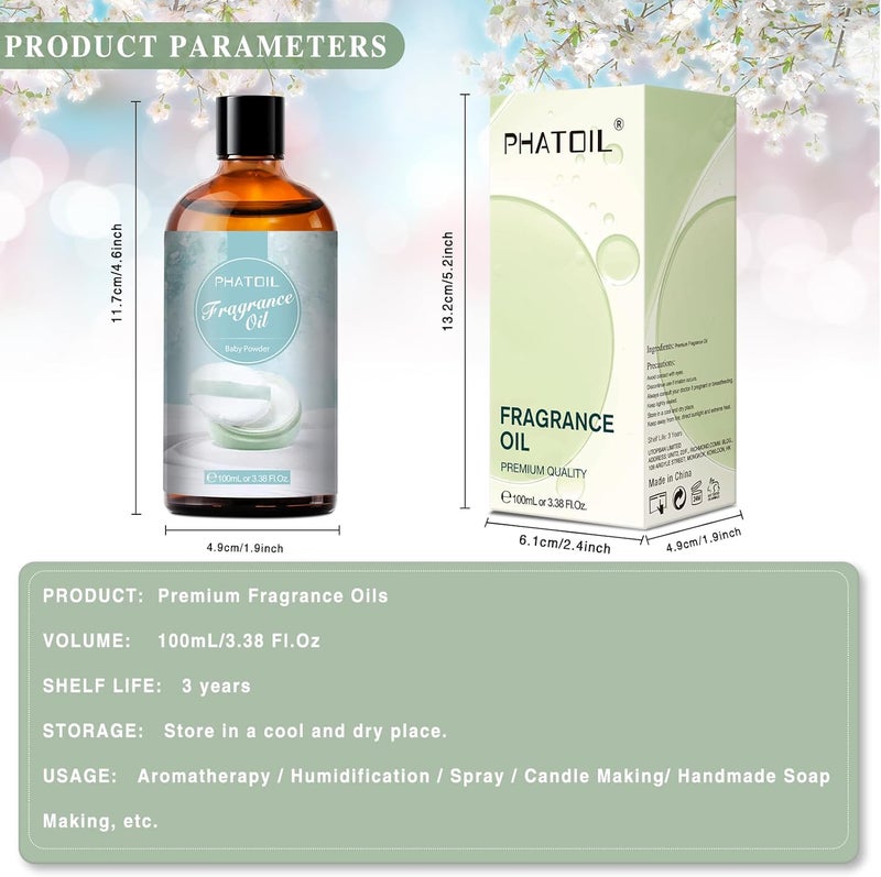 PHATOIL 3.38FL.OZ Baby Powder Fragrance Oils for Aromatherapy, Essential Oils for Diffusers for Home, Perfect for Diffuser, DIY Candle and Soap Making, DIY Scented Products - 100ml - Image 3